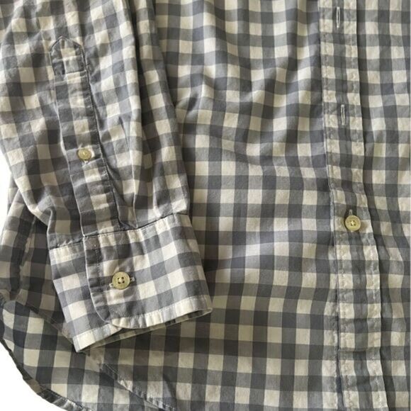 J. Crew Gray and White Check Cotton Button Down Long Sleeve Men’s Shirt Size S - Picture 3 of 13